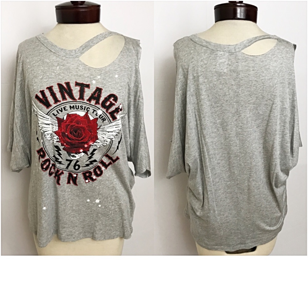 Distressed Vintage Rock Tee Top Tunic SM - Picture 5 of 6